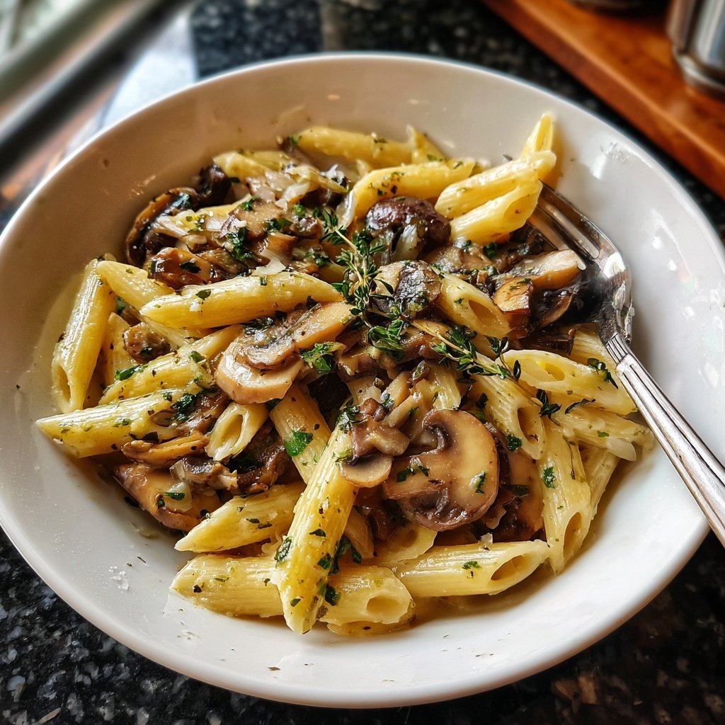 Penne mit Pilzen und Thymian