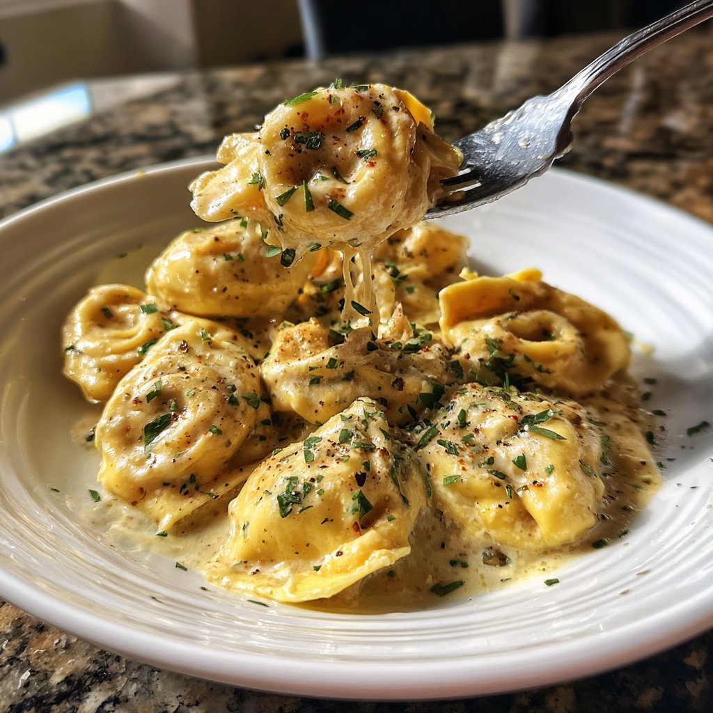 Gefüllte Tortellini mit Parmesancreme