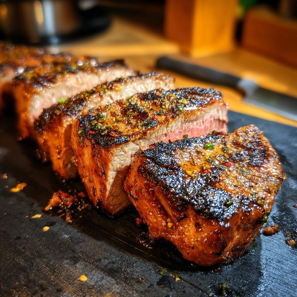 Gegrilltes Rindersteak Mit Senf Kruste