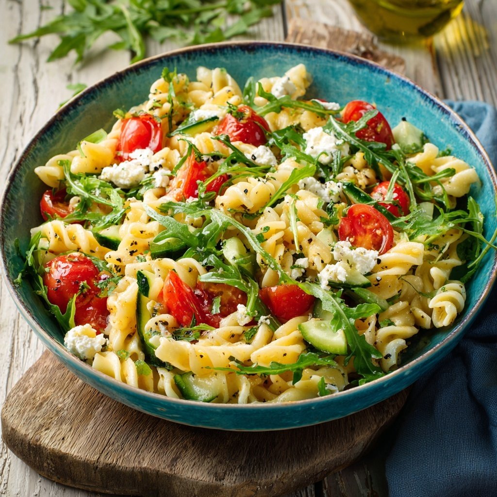 Mediterraner Nudelsalat Mit Rucola